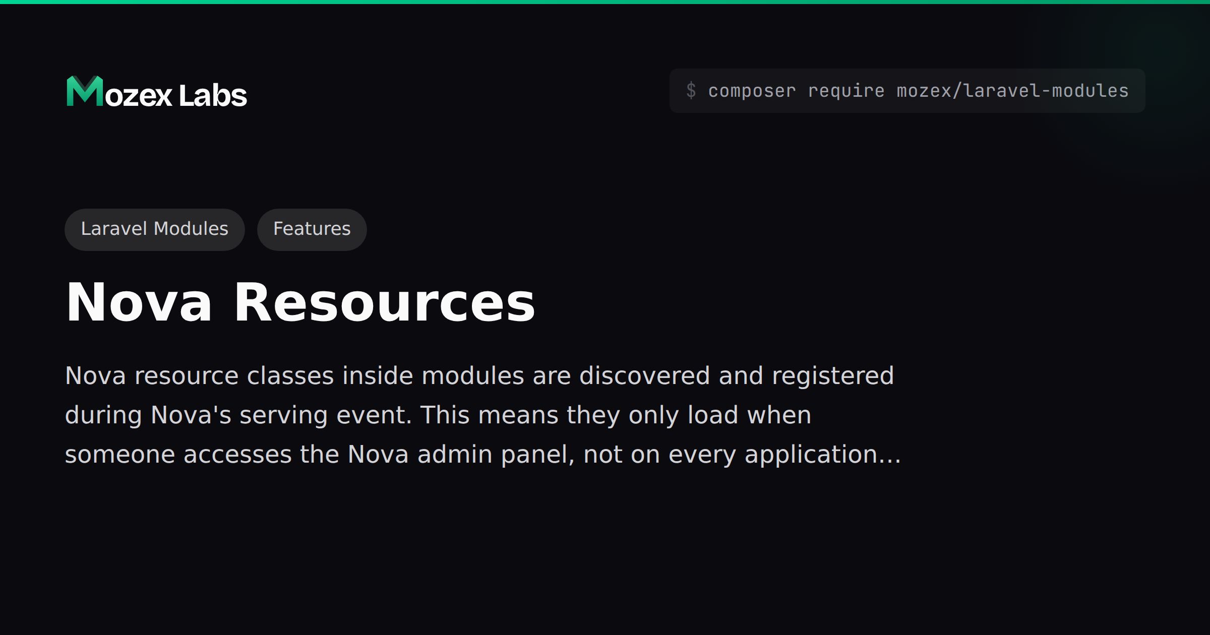 Nova Resources - Laravel Modules | Mozex